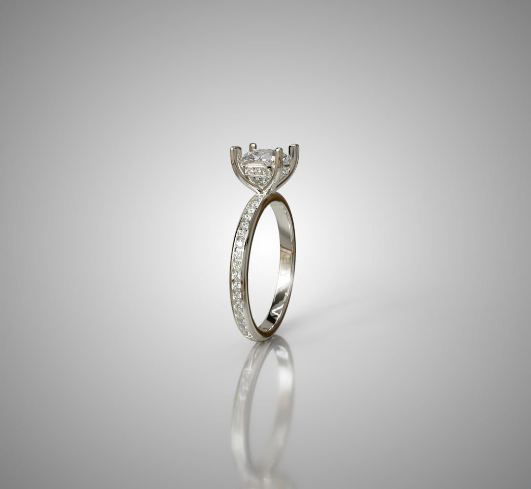 2ct Hidden Halo Cushion Center Channel Engagement Ring image 8