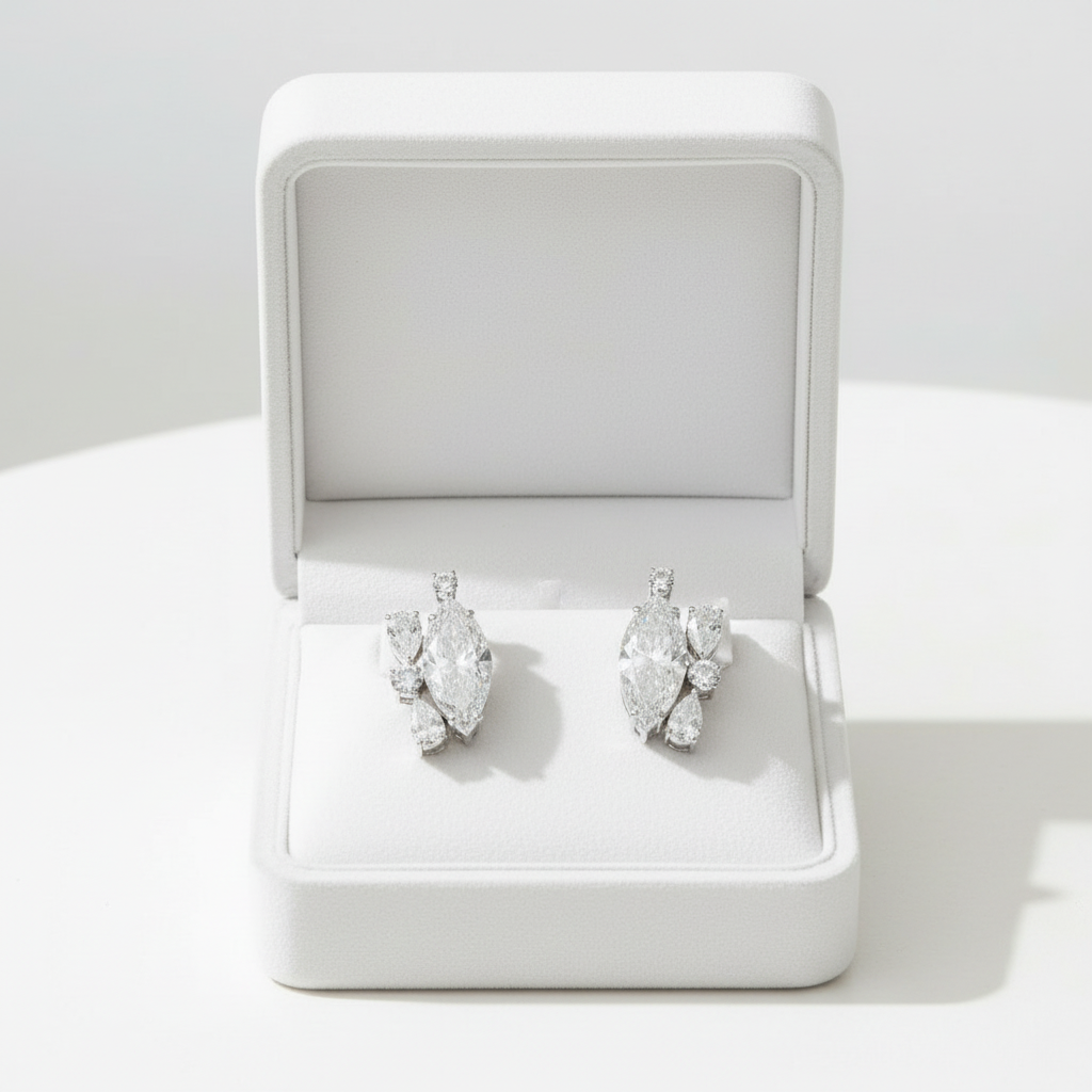 Solar Radiance Marquise Diamond Stud Earrings image 5