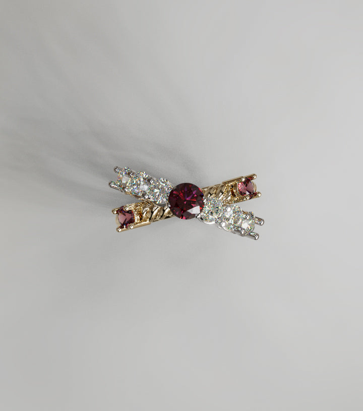 Rope Design Fancy Genuine Garnet and Diamond Criss Cross Ring image 5