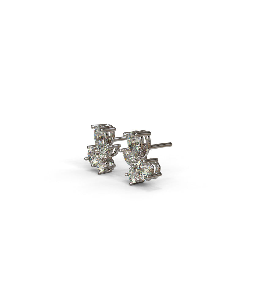 Mix Fancy Shapes Diamond and Blue Sapphire Stud Earring image 6