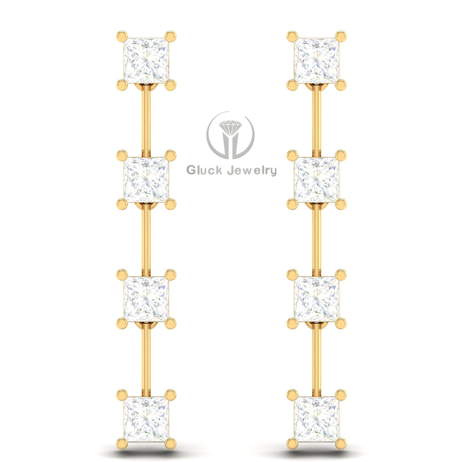 Drop Earring with Princess Diamonds