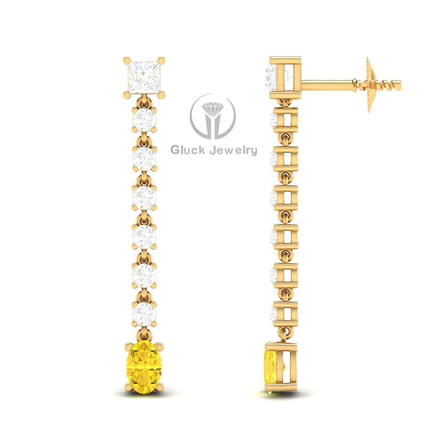 Drop Earring with Yellow Sapphire image 3
