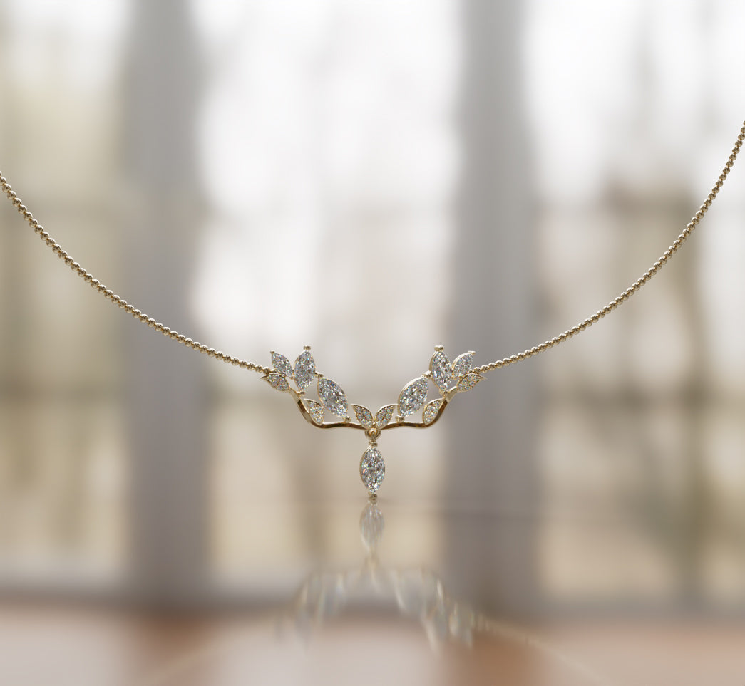 Fancy Cathedral Marquise Diamond  Necklace image 1