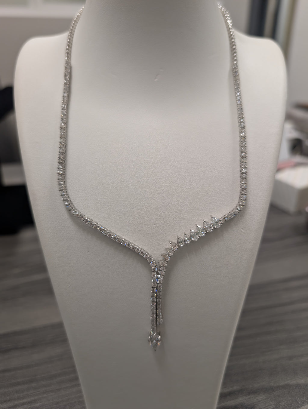 Pear Shape and Round Diamond Tennis Necklace image 1