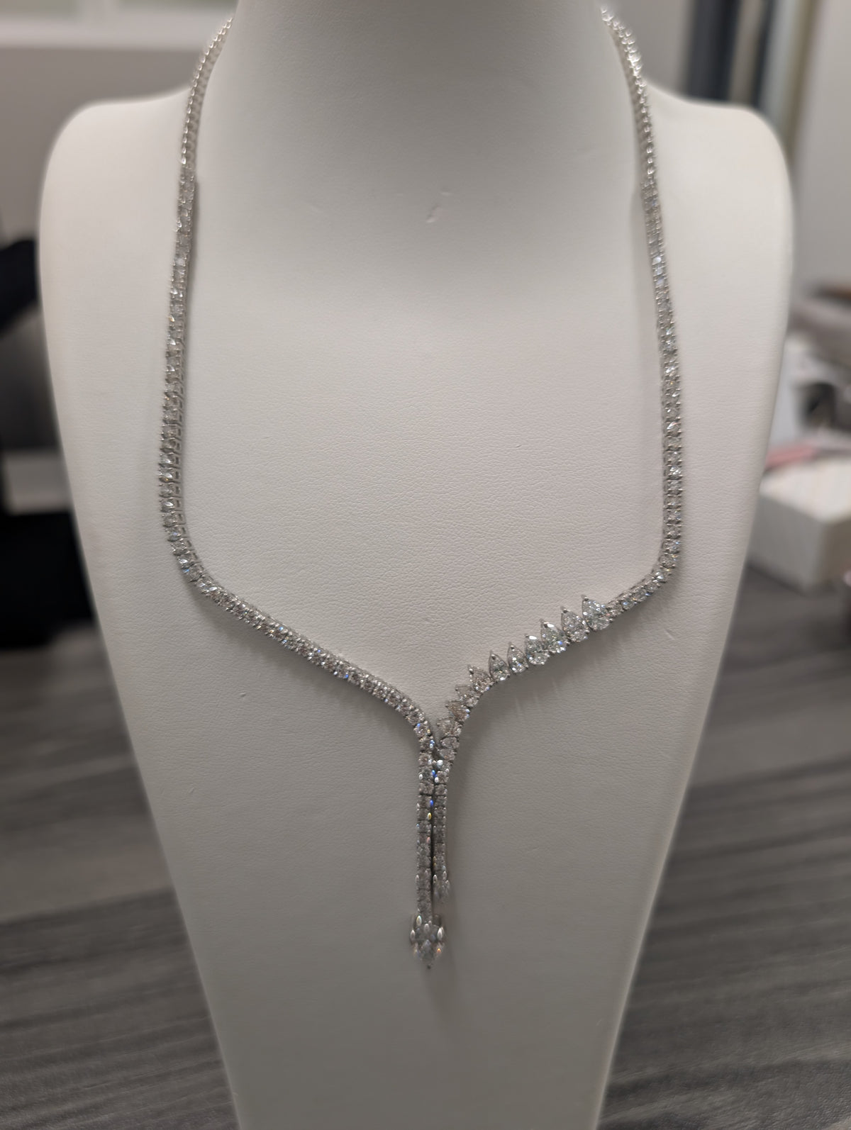 Pear Shape and Round Diamond Tennis Necklace image 1