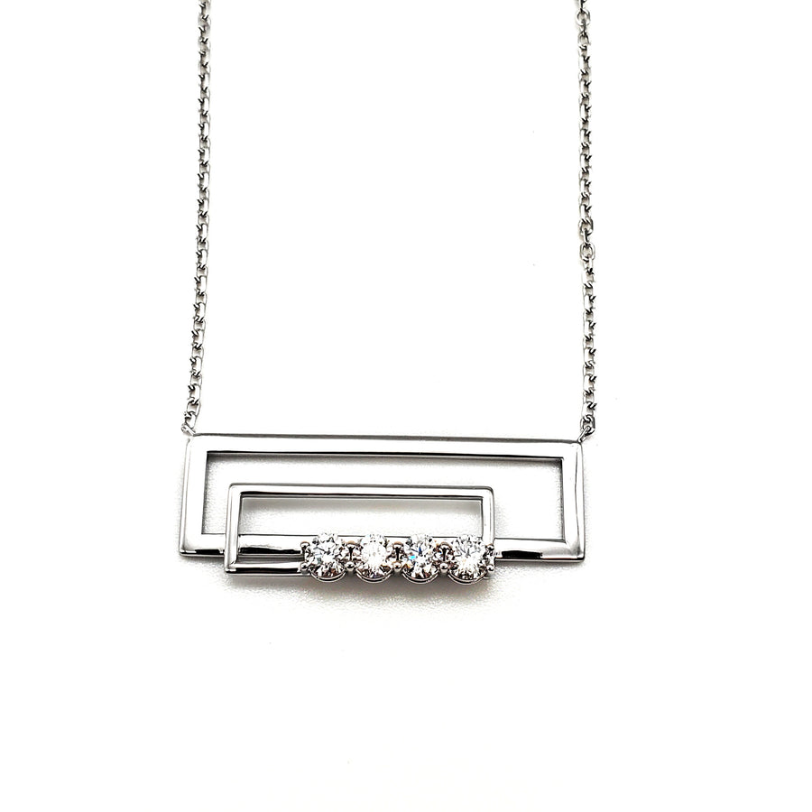 Double Rectangle Diamond Pendant
