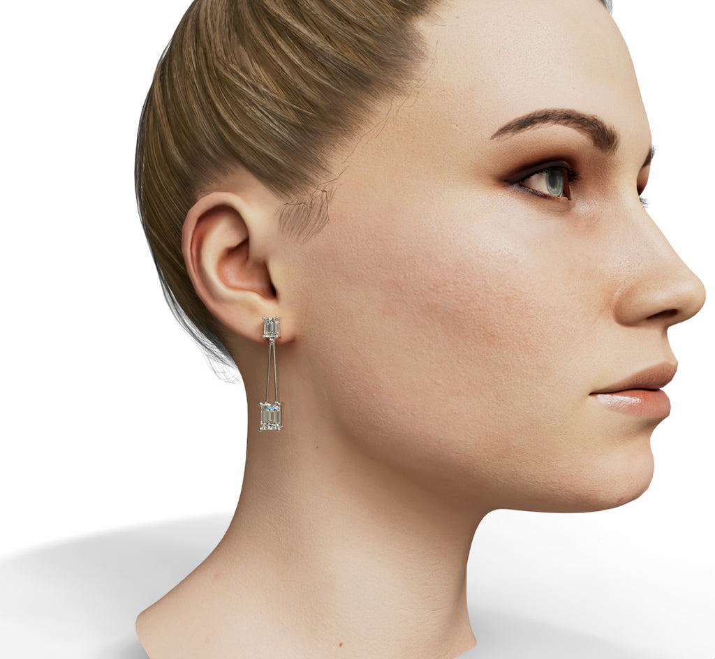Triangle Shape Emerald  Diamond Earring image 5