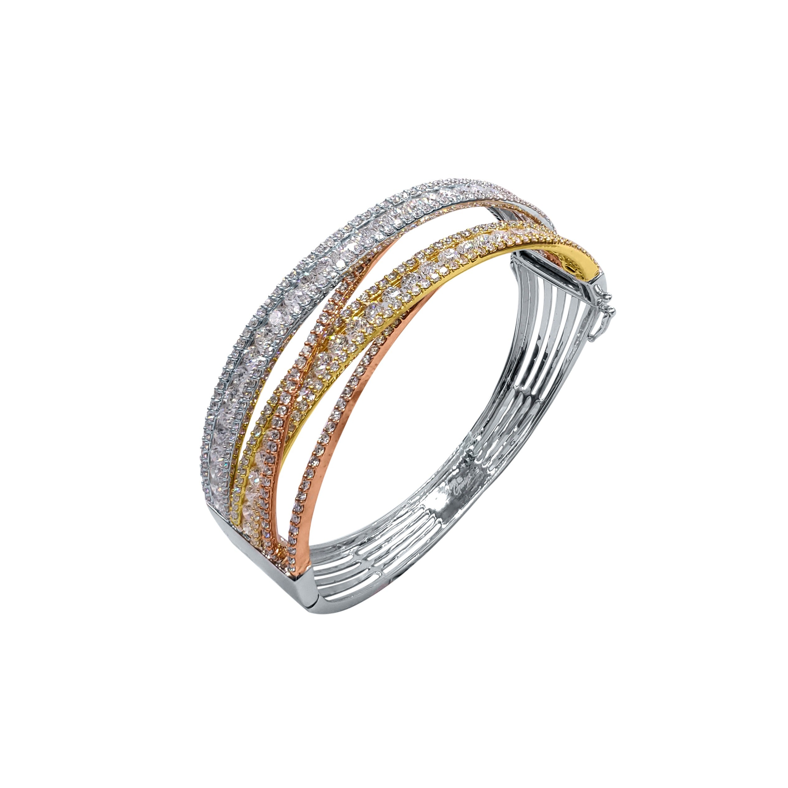 14KT Gold Criss Cross Diamond Bangle image 2
