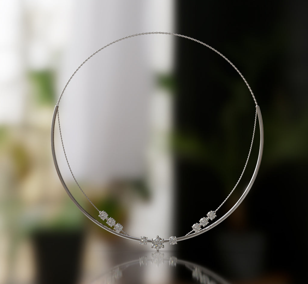 Double Row Chain Diamond  Necklace image 4