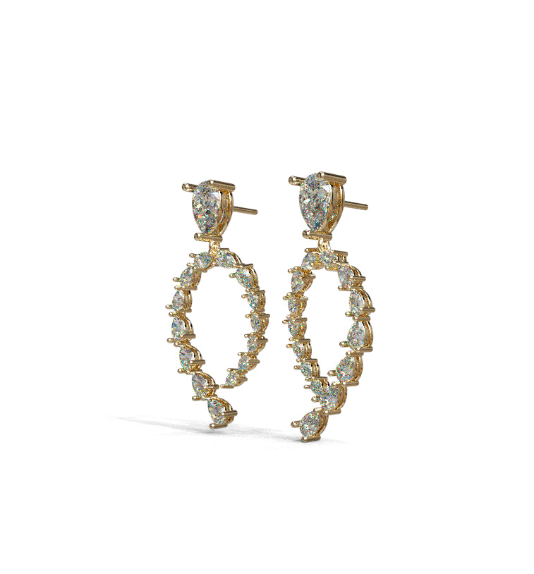 Tapered Pear Shape Diamond Dangle Earring image 3