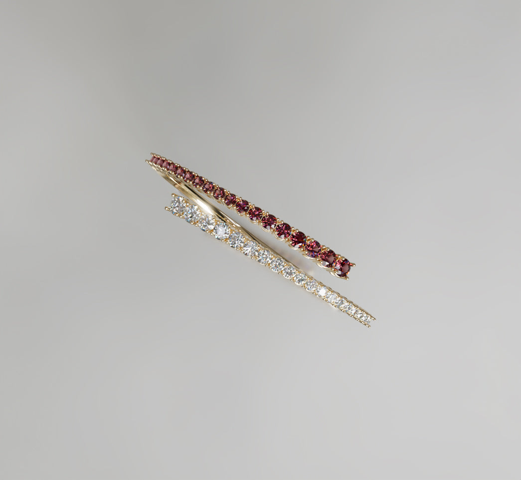 Single Row Wrap Garnet and Diamond Bangle image 5