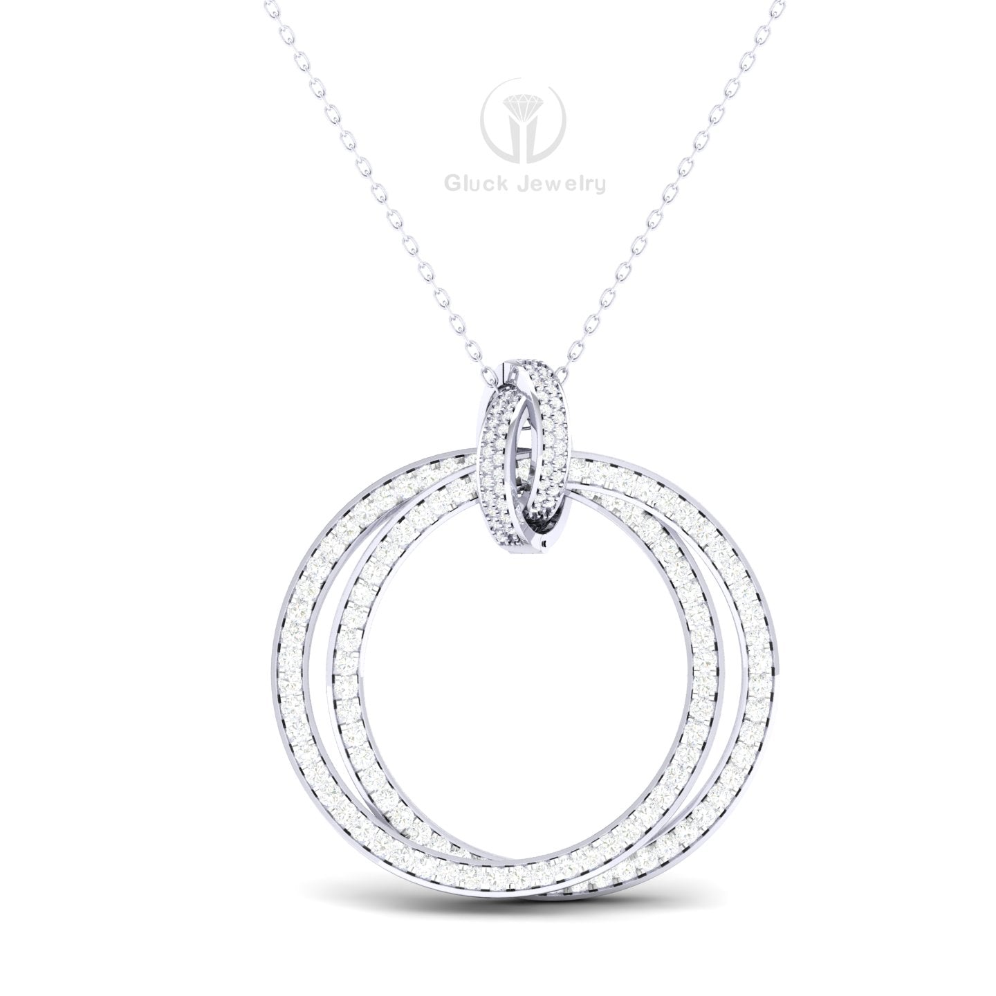 Double Sparkly Circle Dangle Pendant image 2