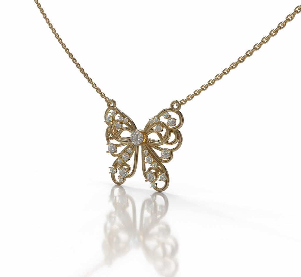 Butterfly Flower Fancy Diamond Pendant image 7