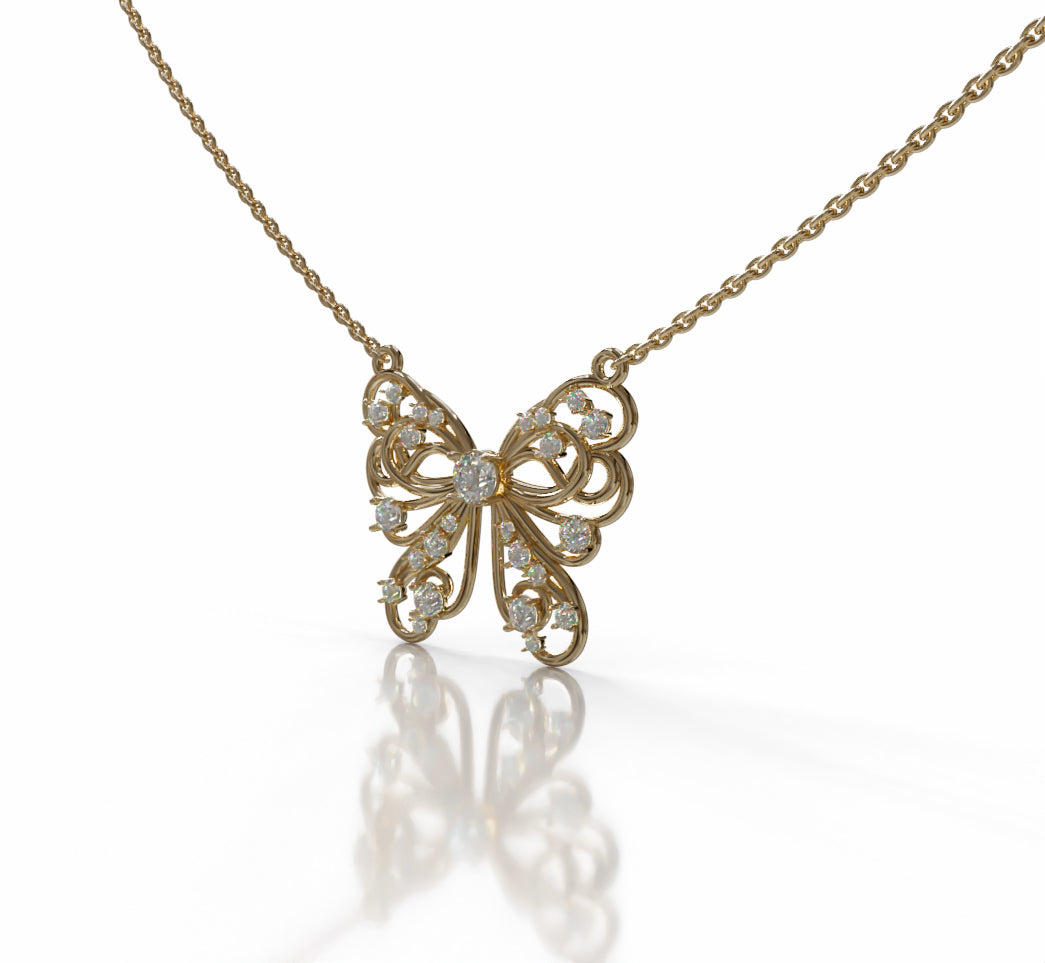Butterfly Flower Fancy Diamond Pendant image 7