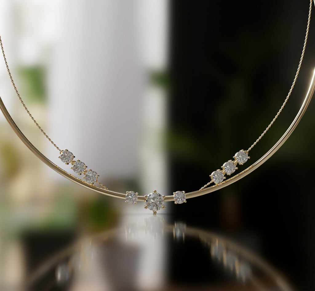 Double Row Chain Diamond  Necklace image 8
