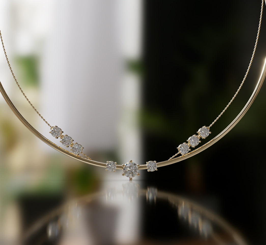 Double Row Chain Diamond  Necklace image 8