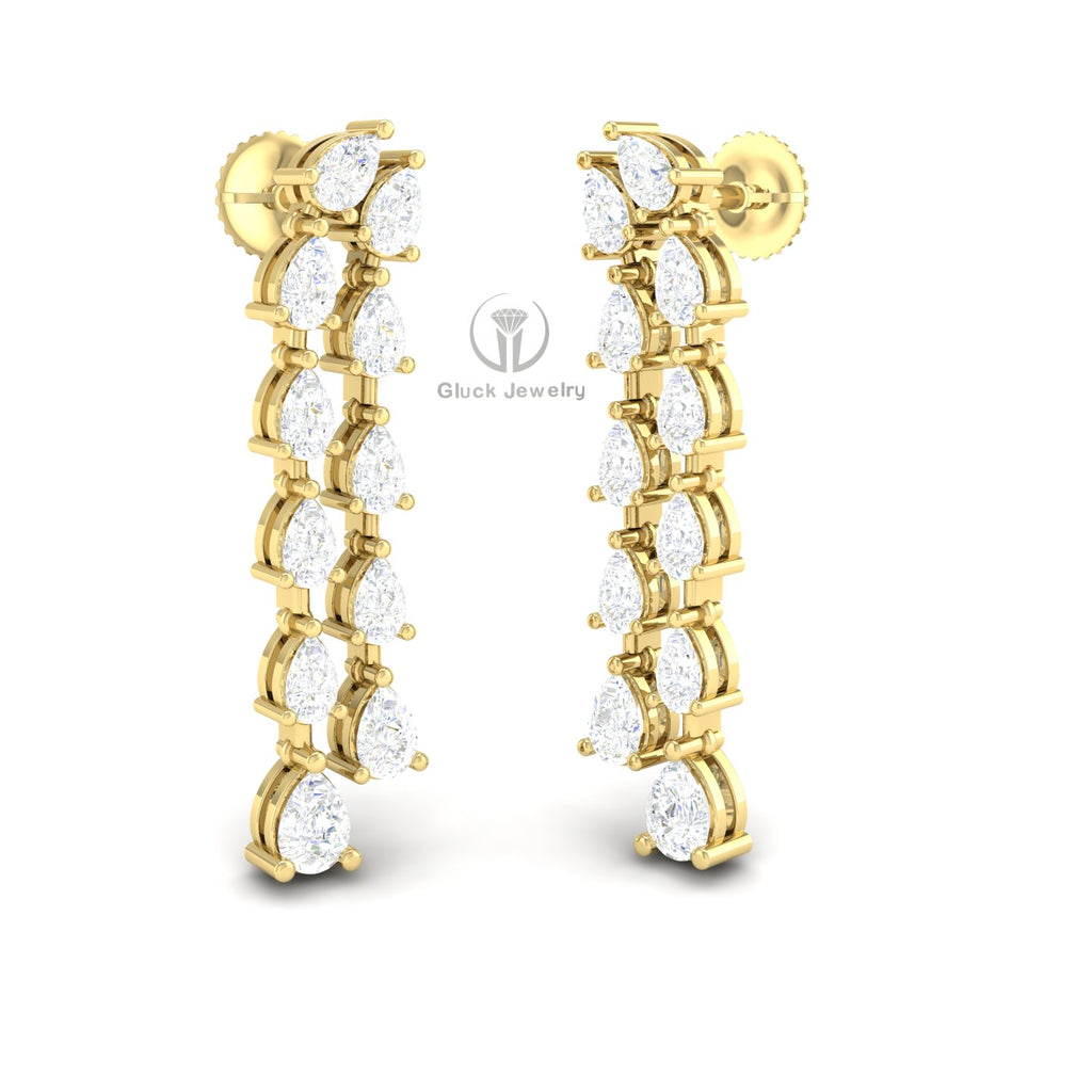 Double Row Pear Shape Diamond Earring image 4