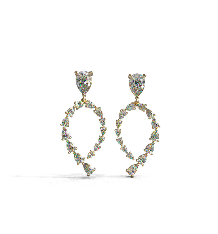 Tapered Pear Shape Diamond Dangle Earring image 2