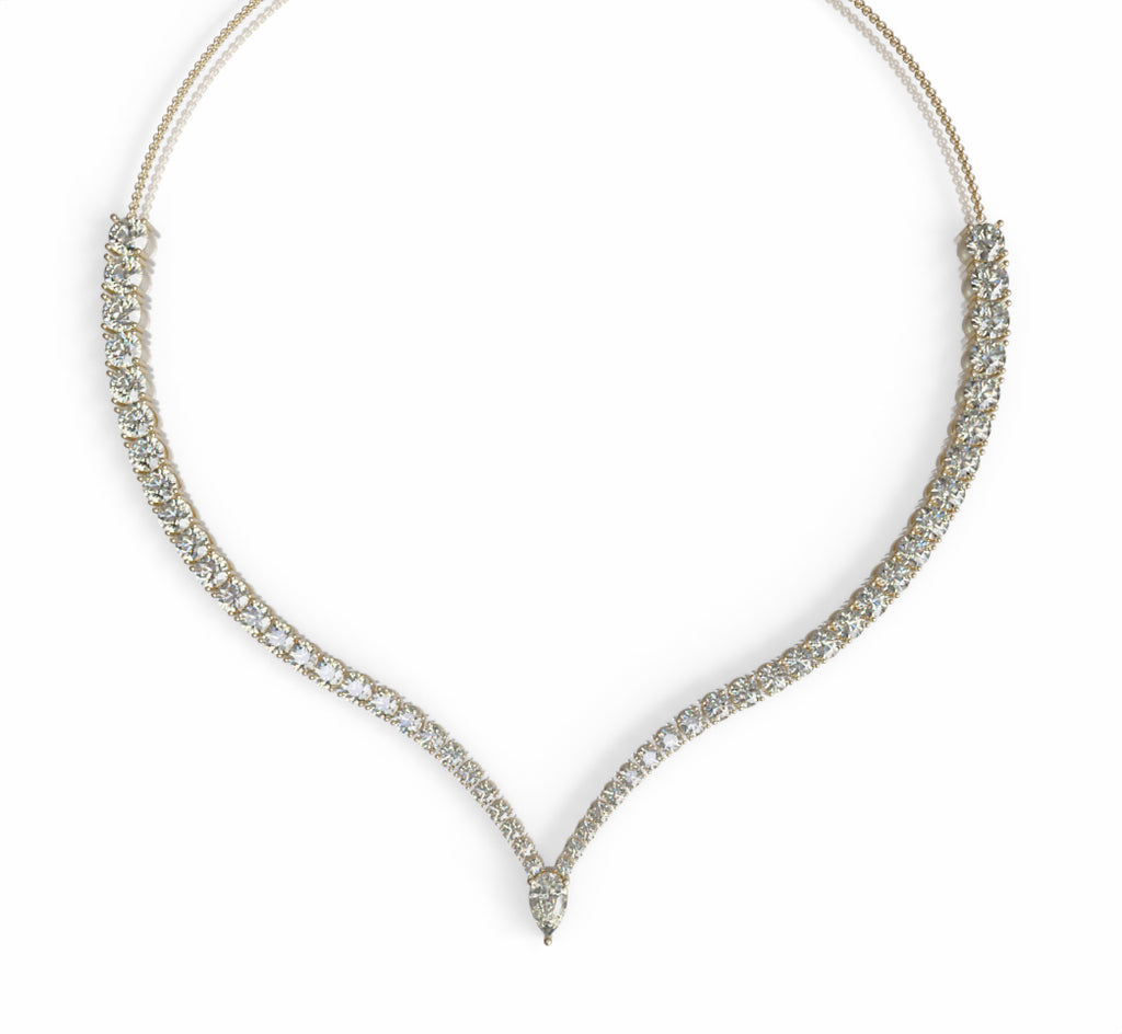 V Shape with Pear Diamond Necklace image 1