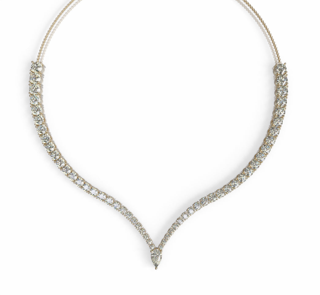 V Shape with Pear Diamond Necklace image 1