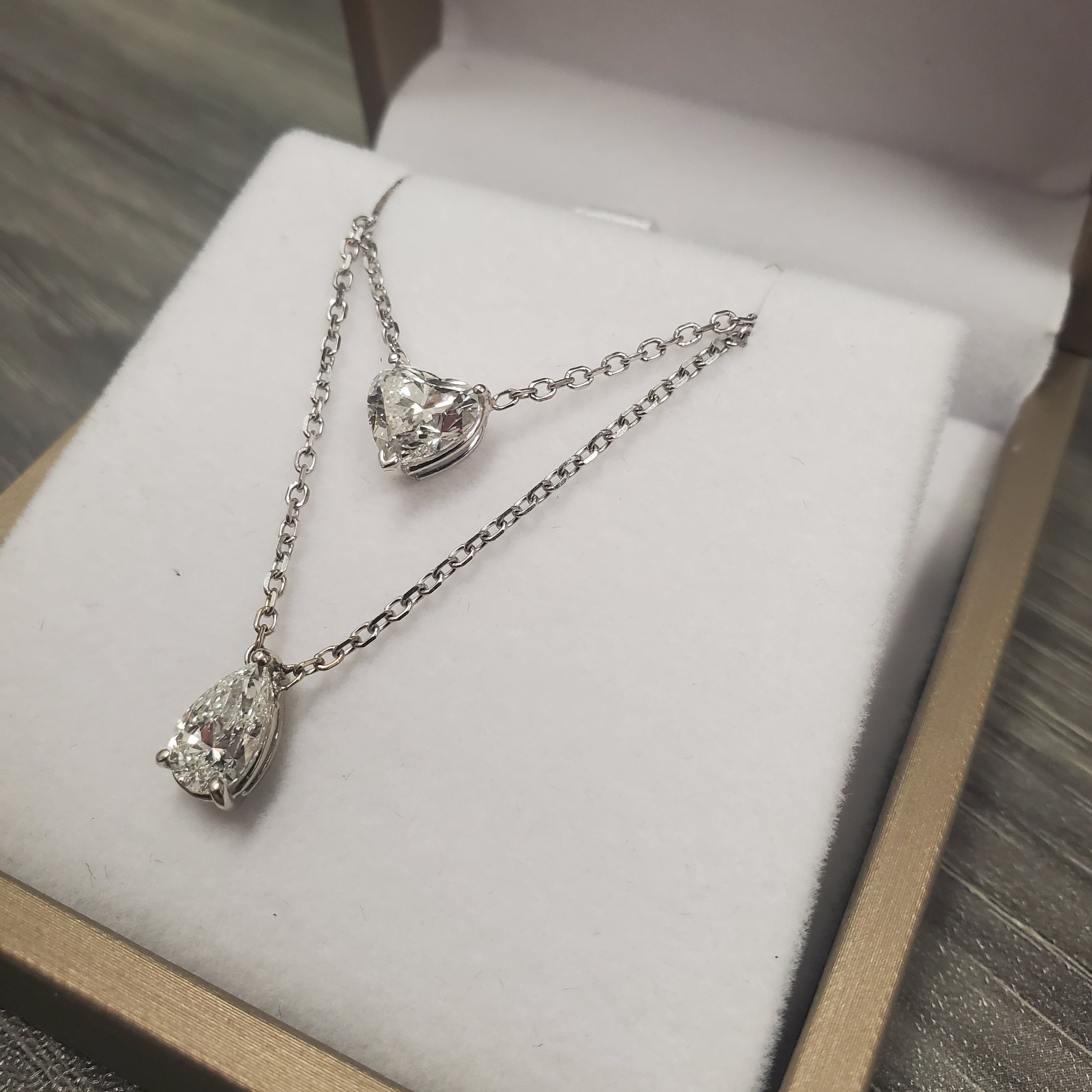 Double Row Heart & Pear Shape Diamond Necklace image 12
