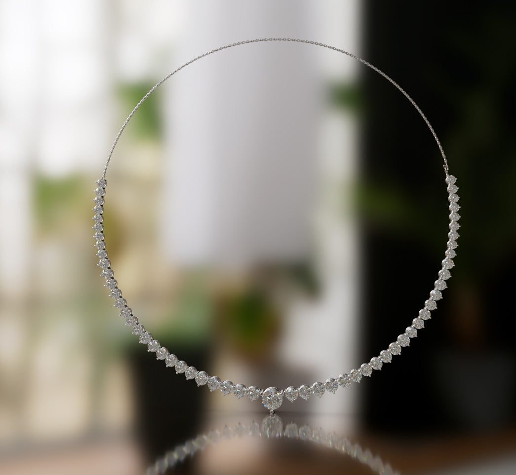Three Prongs Tapered Diamond Tennis Necklace image 8
