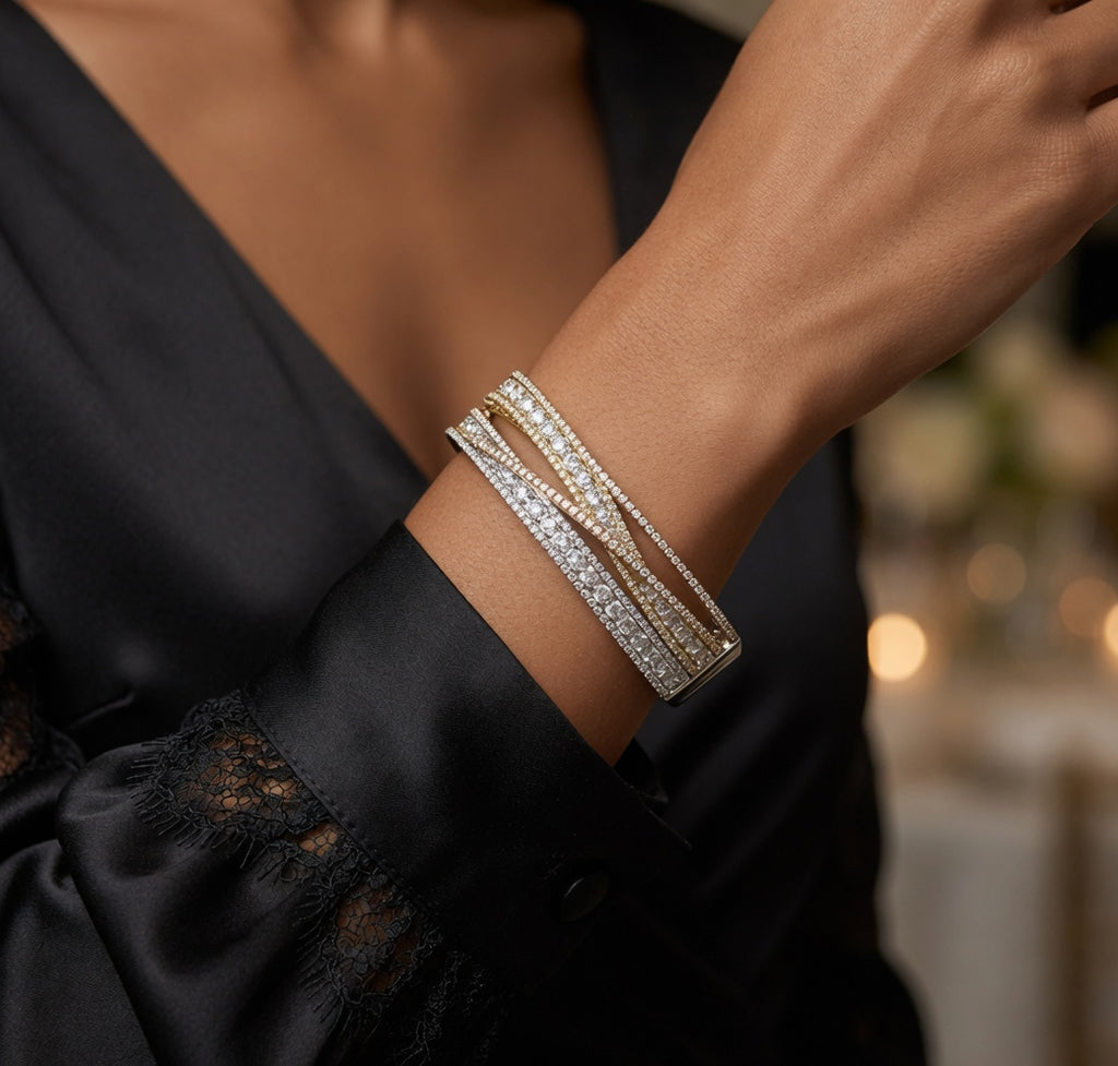 Criss Cross Diamond Bangle