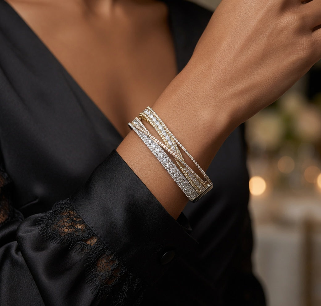 Criss Cross Diamond Bangle