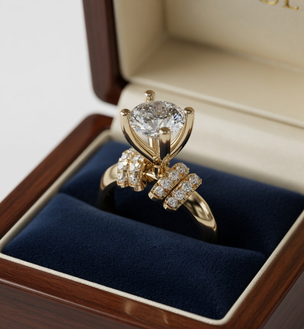 Knife Edge Shank Prong Setting Diamond Engagement Ring