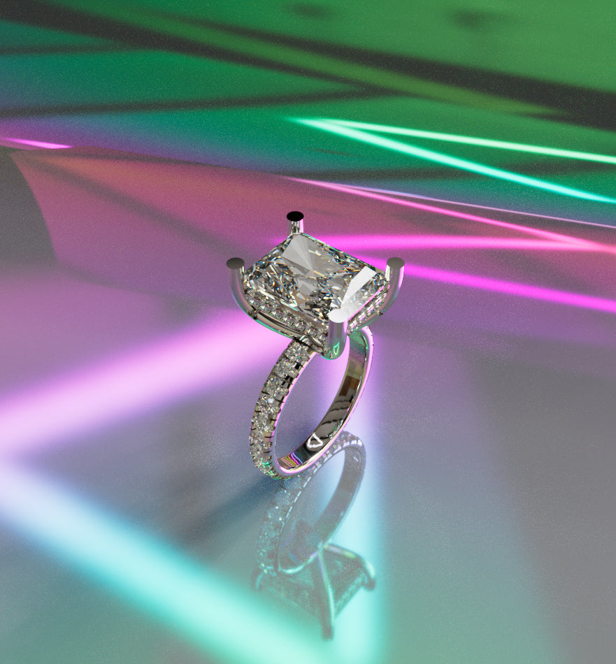 6ct Radiant Cut Micro Pavé Diamond Engagement Ring