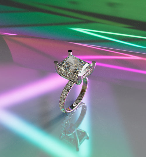 6ct Radiant Cut Micro Pavé Diamond Engagement Ring