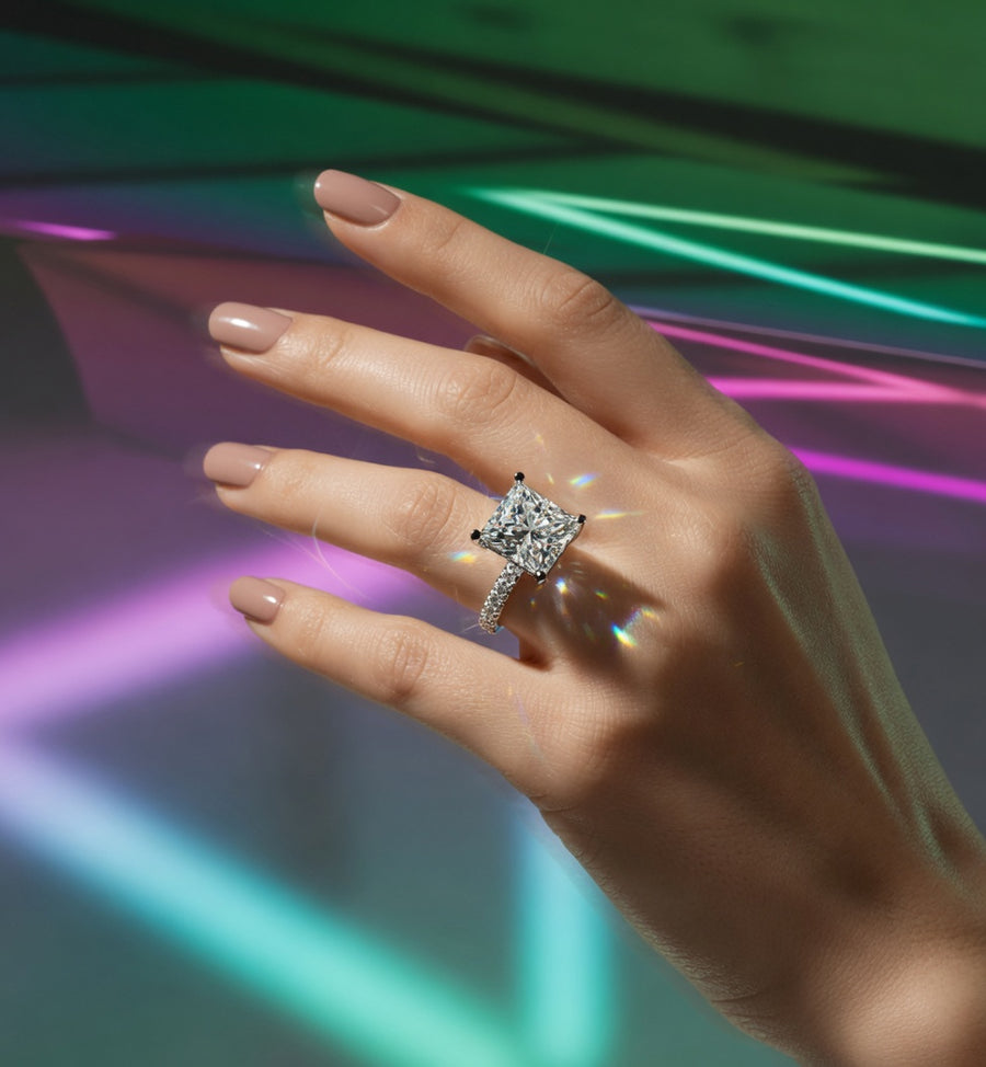 6ct Radiant Cut Micro Pavé Diamond Engagement Ring