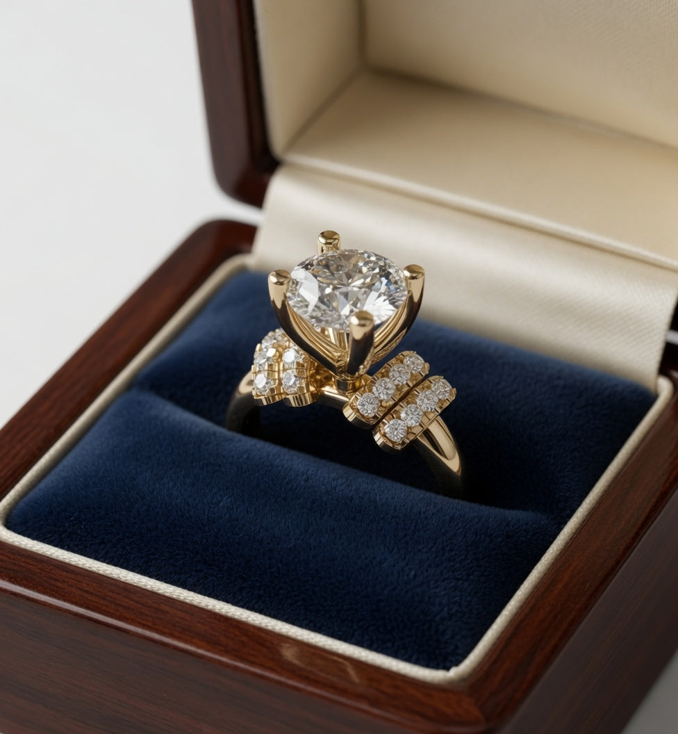 Knife Edge Shank Prong Setting Diamond Engagement Ring