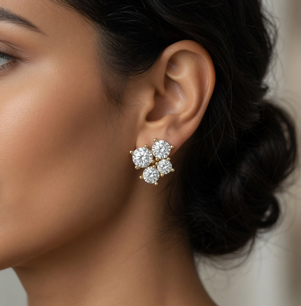 Four Stone Stud Earring