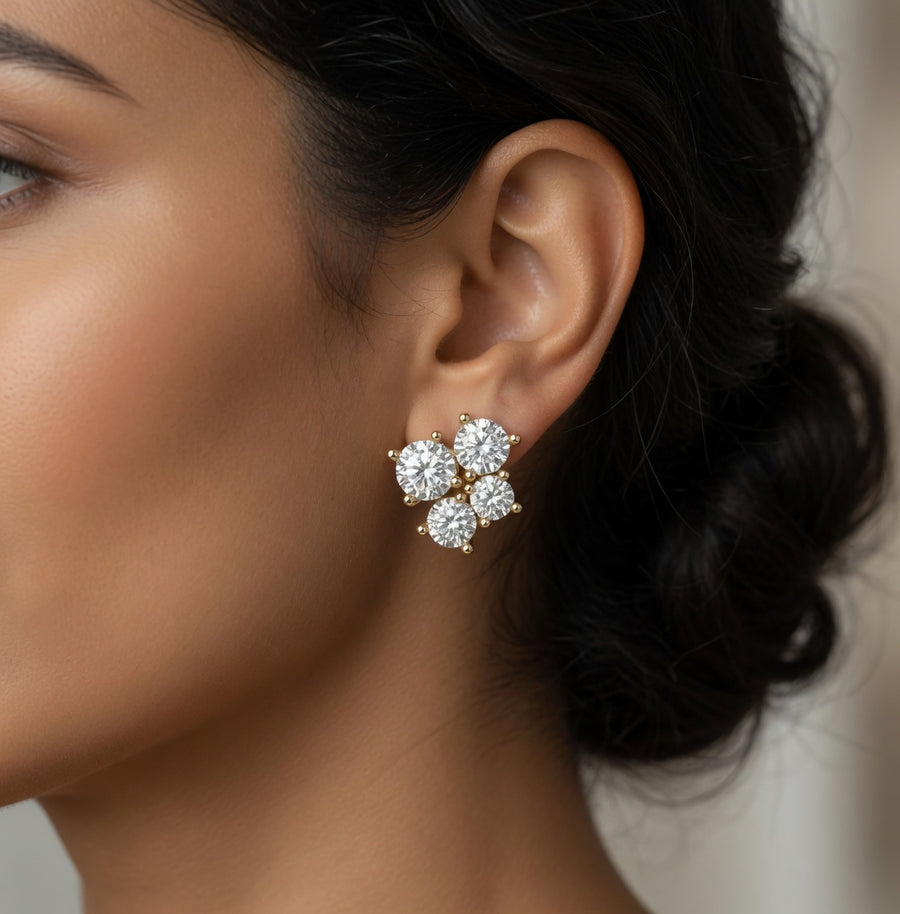 Four Stone Stud Earring