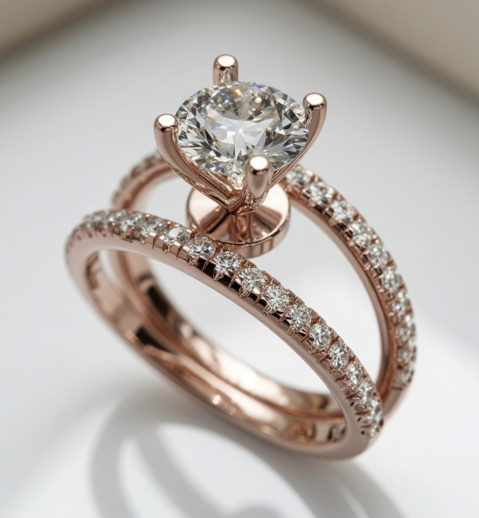 Micro Pavé Split Shank Diamond Engagement Ring