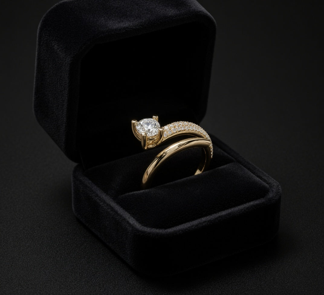 Three Row Pave Setting Diamond Ring