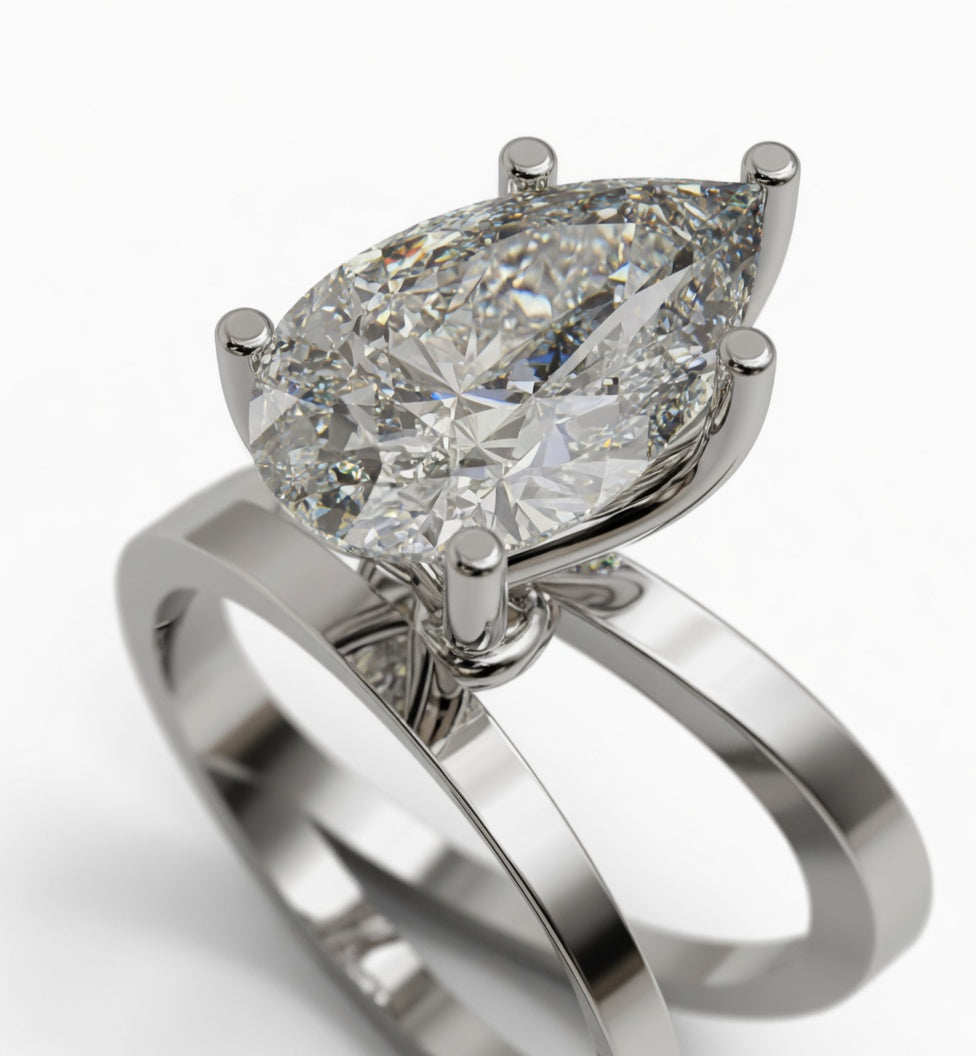 2.5ct Pear Shape Split Shank Diamond Engagement Ring
