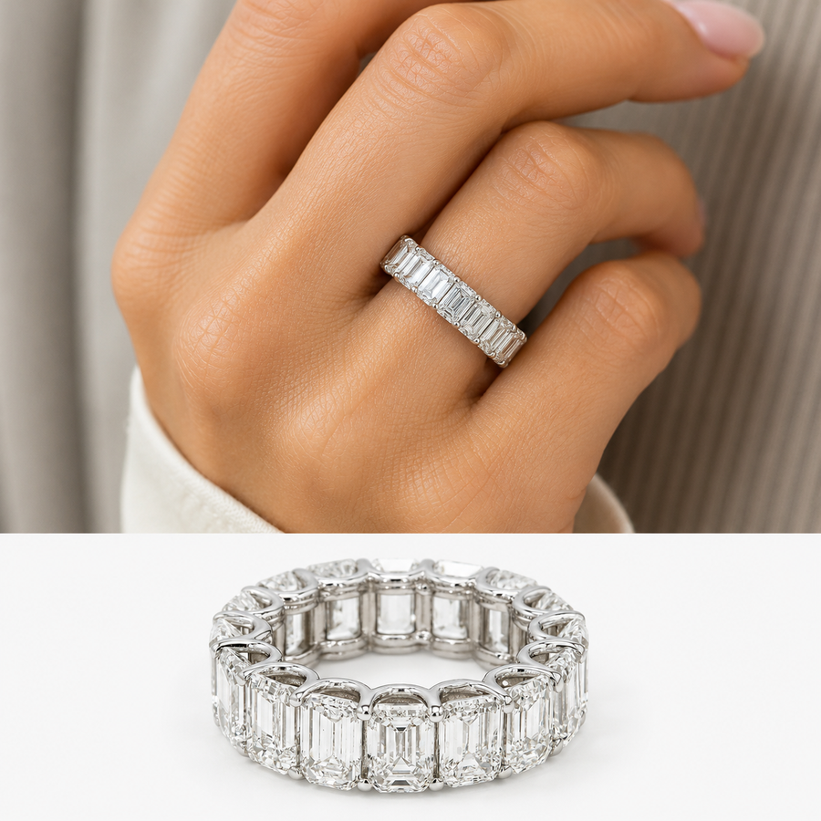 Emerald Cut Full Eternity Diamond Band