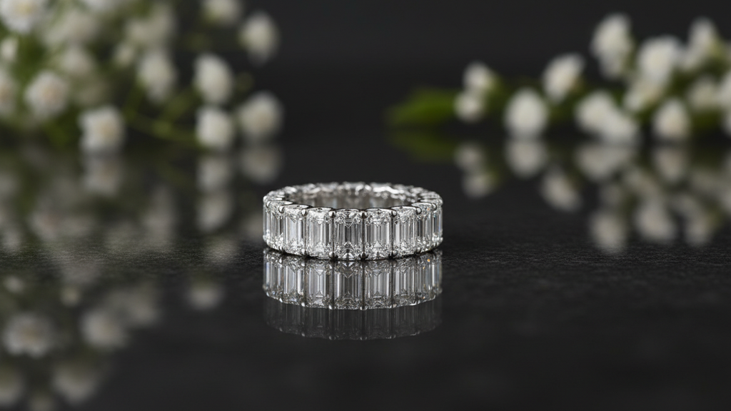 Emerald Cut Full Eternity Diamond Band
