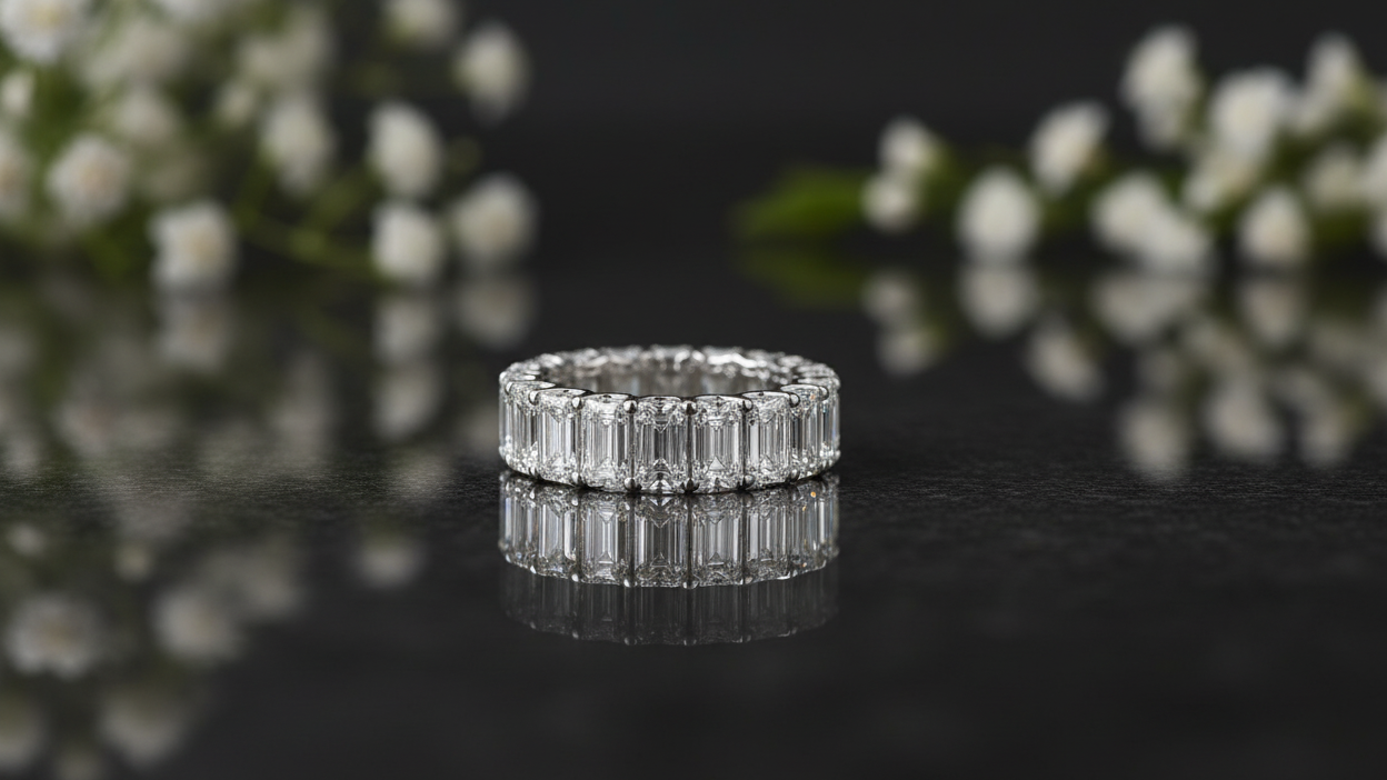 Emerald Cut Full Eternity Diamond Band