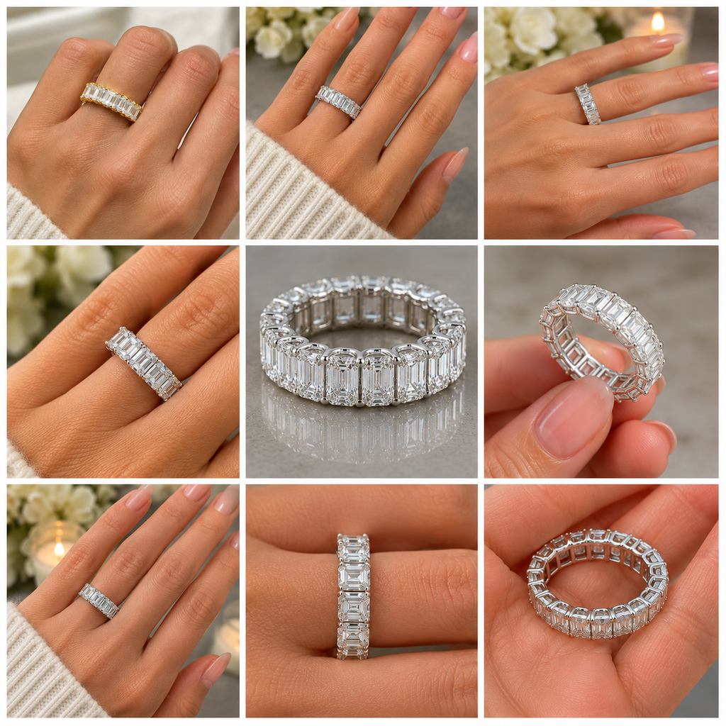 Emerald Cut Full Eternity Diamond Band