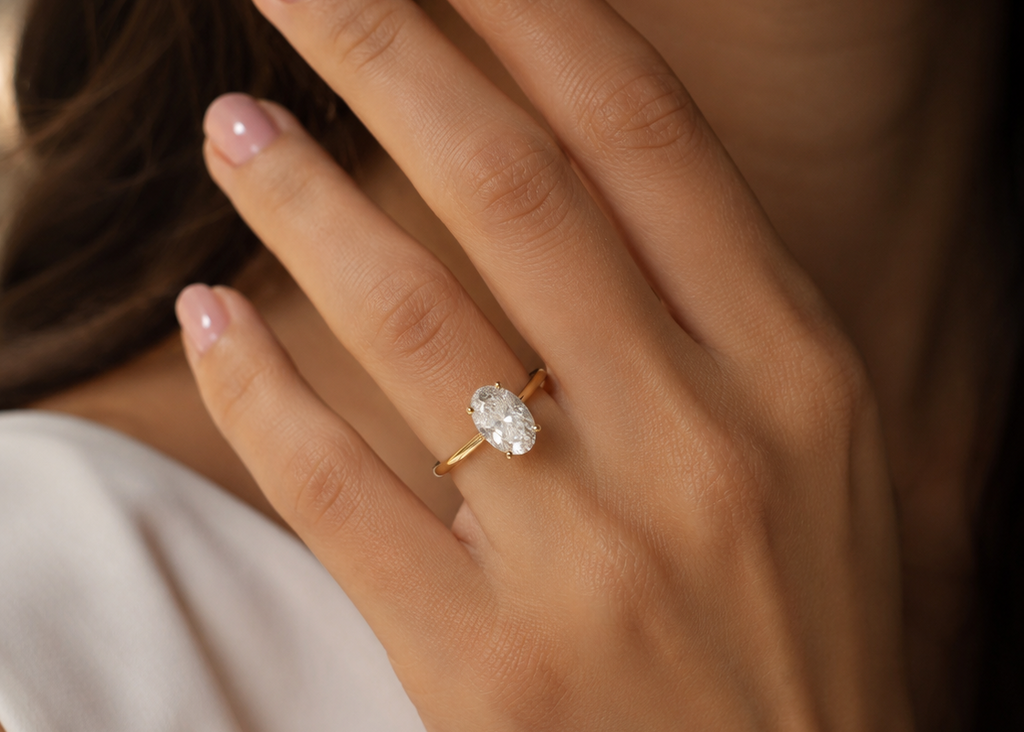 1.25ct Oval Cut Solitaire Prong Diamond Engagement Ring by SEMRĀ – fine jewelry product view