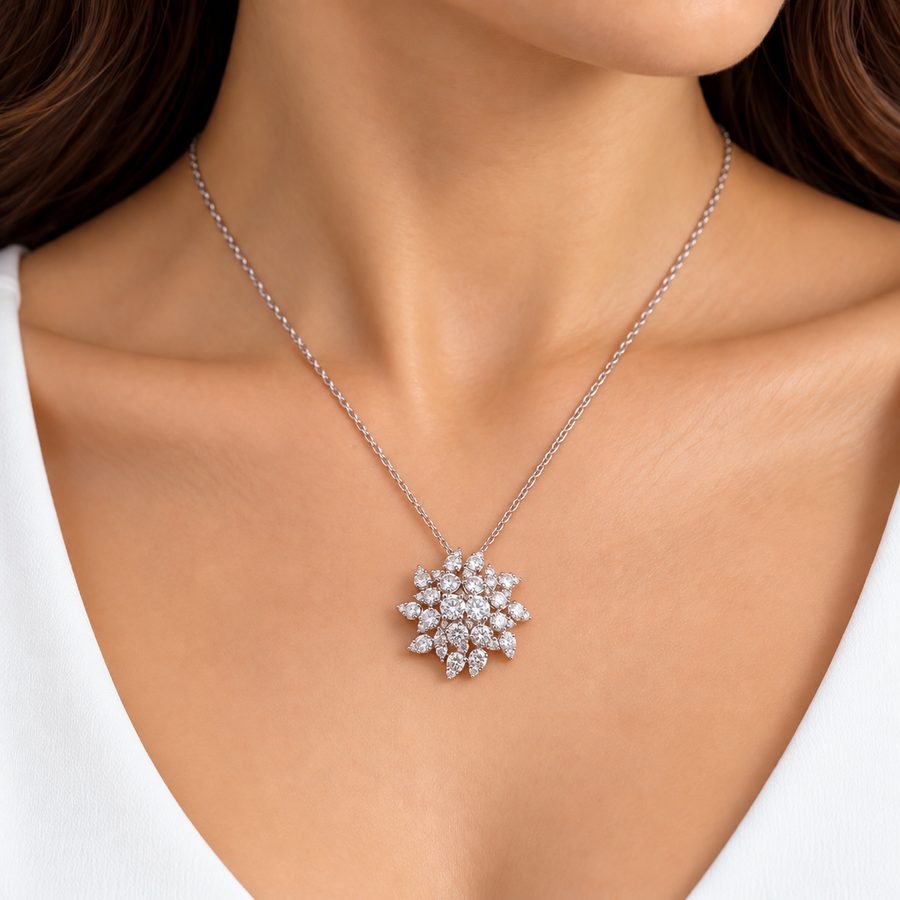 Starburst Dome Cluster Diamond Pendant