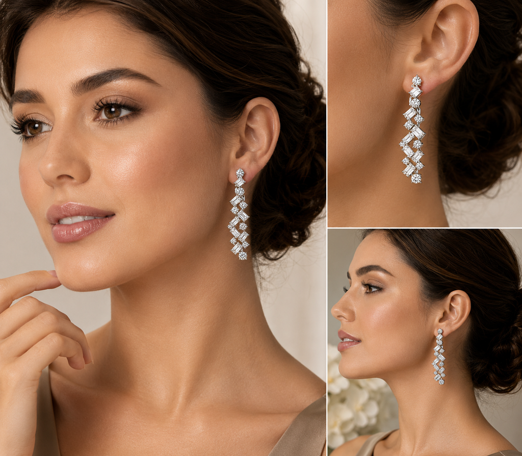 Emerald and Round Drop Earring