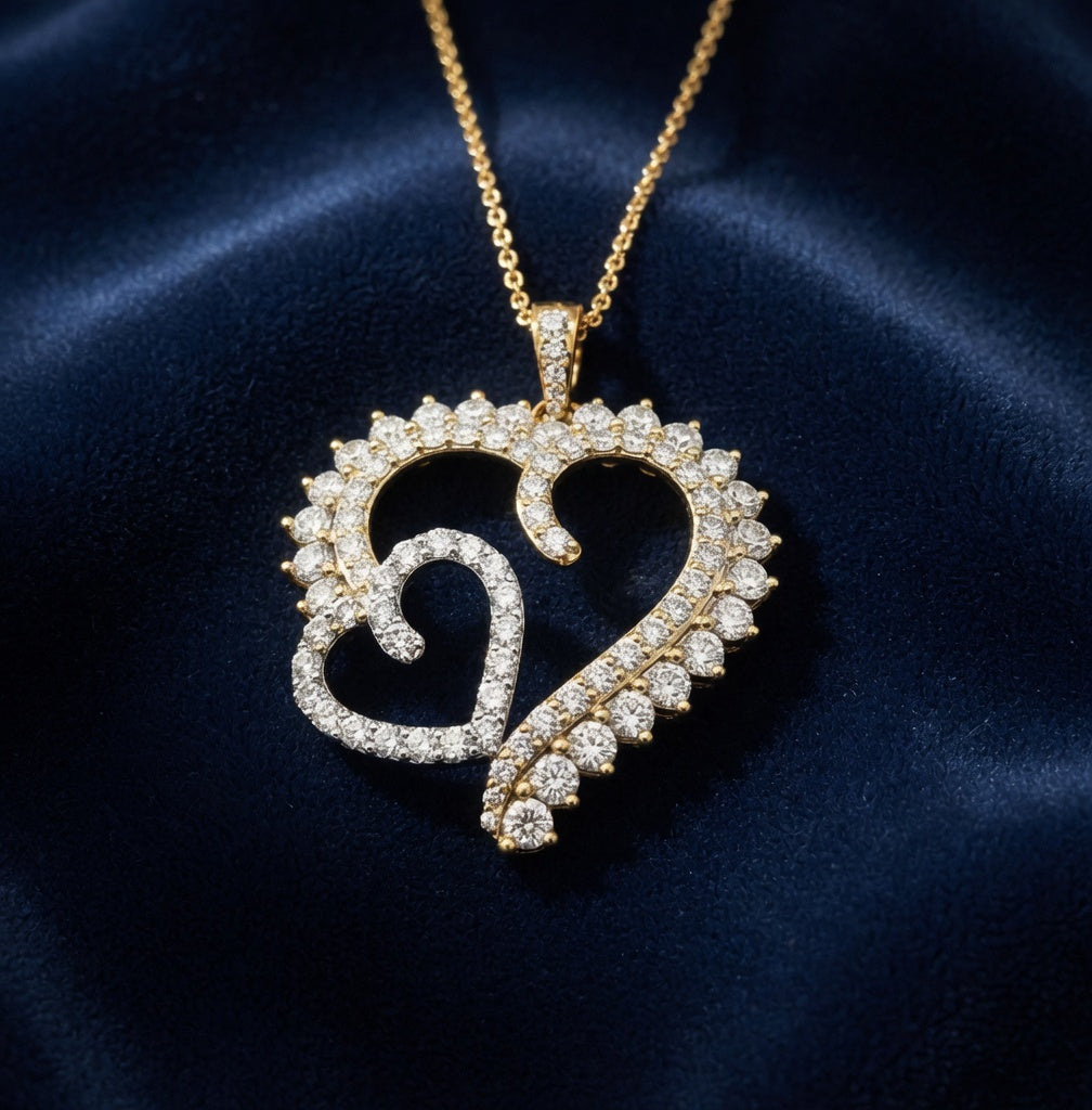 Two Tone Diamond Heart Pendant