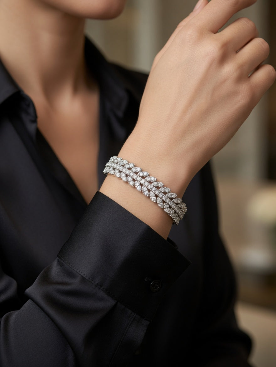 Diamond & Ruby Wave Design Bangle