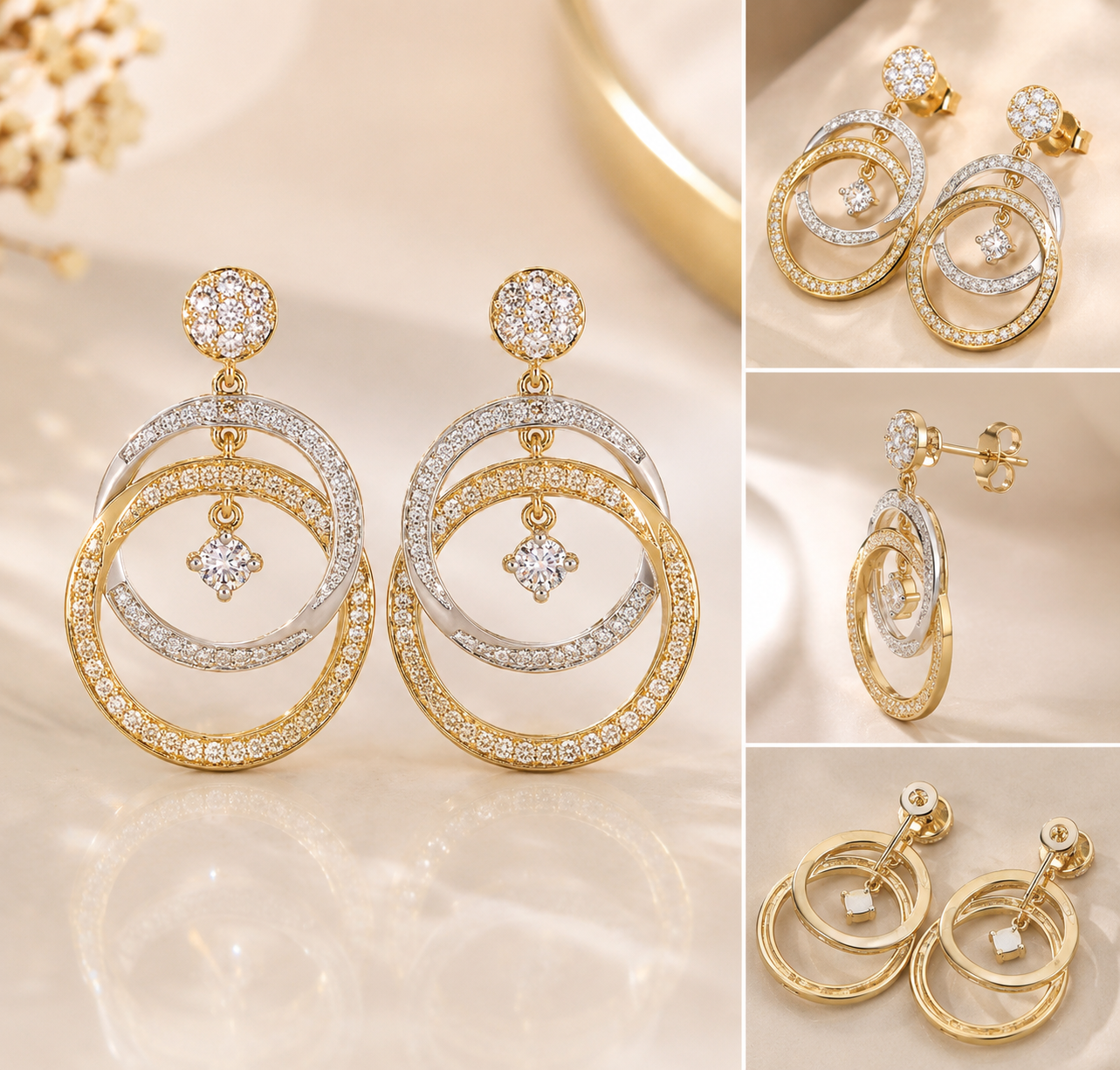 Double Circle Lightweight Dangle Drop Earrings