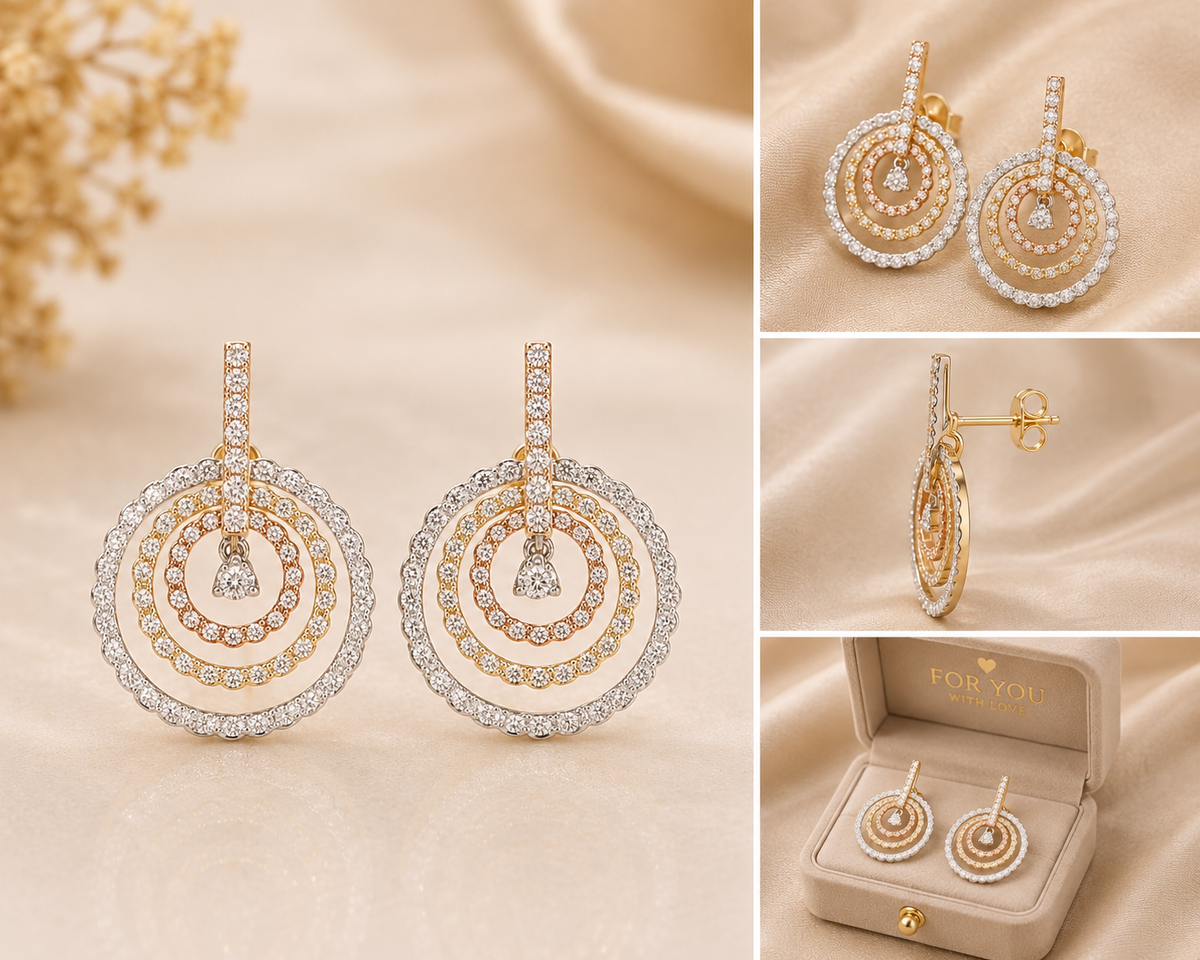 Diamond Dangling Circles Lady's Earring.