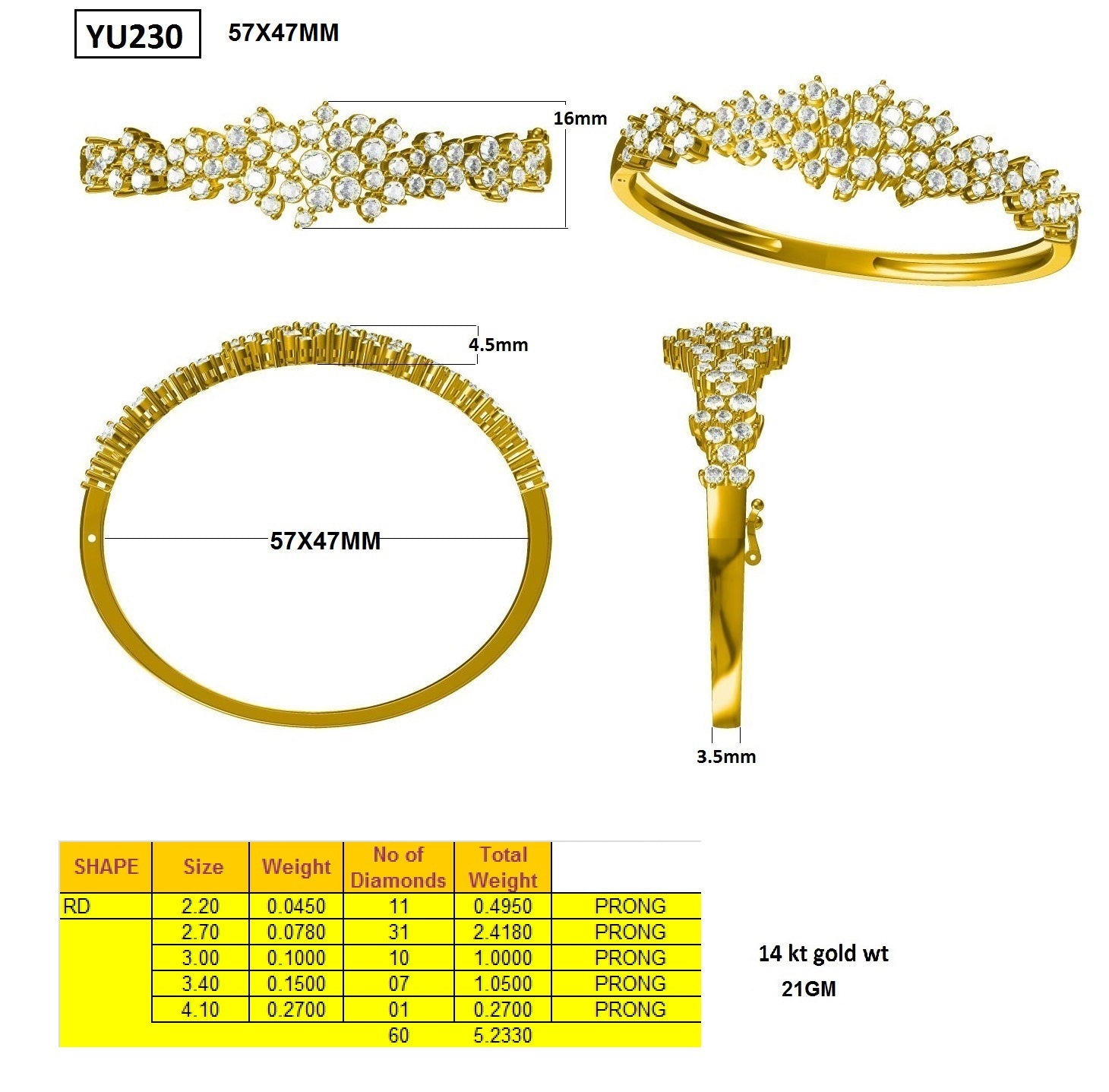 Diamond Cluster Fancy Bangle